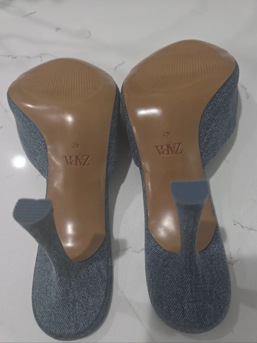 ZARA Blue Denim Heels Slide Sandals U.S. Size 11/42 Euro. NWOT. - Picture 6 of 8